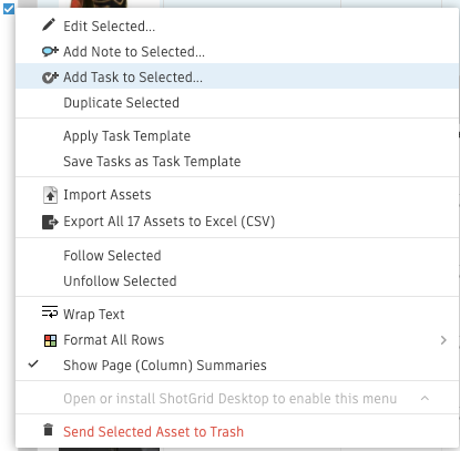Add task to selected