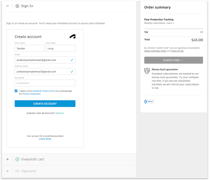 Create Account