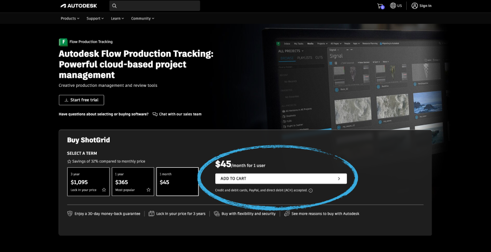 Autodesk ShotGrid Add to Cart