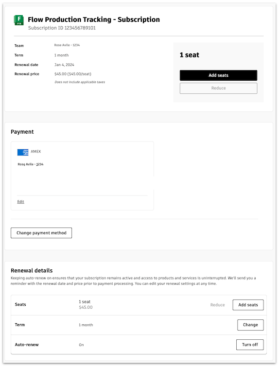 Subscription details