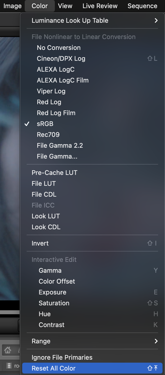 Reset all color