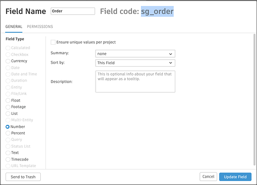 Custom sort field for entity groups