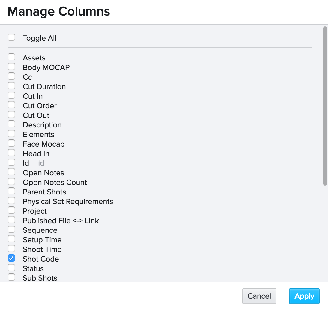 Manage columns