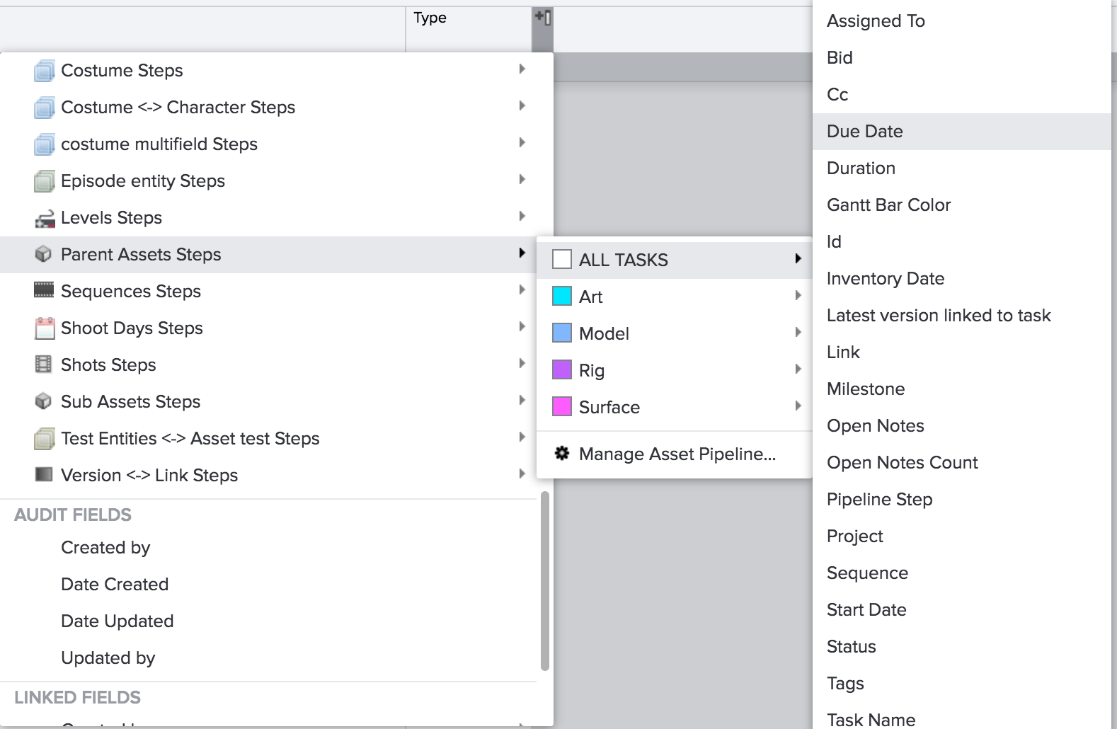 Nested menu