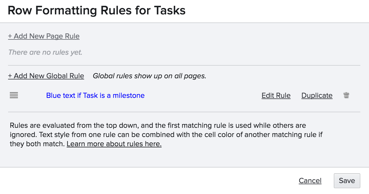row formatting
