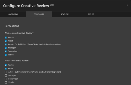 Creative Review set who can access
