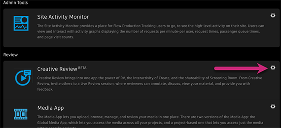 Creative Review config menu location
