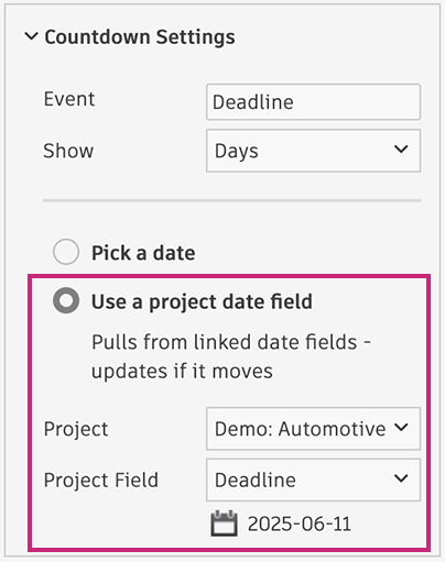 count down to project date
