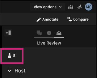 image of the user connected counter in Live Review panel