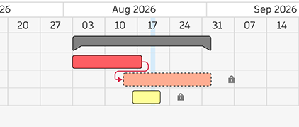 Two Task bars, each with a lock icon to the right in place of a dependency arrow