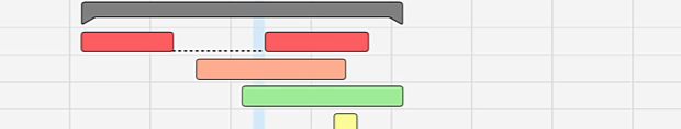 Split Task bar, with its two segments joined by a dotted line