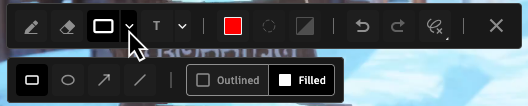 Shape tools on the Annotation toolbar in Review