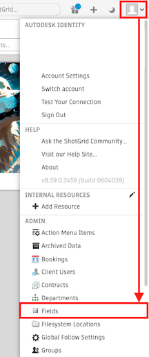 Find Fields from the Admin menu
