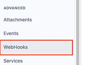 Go to the Webhooks menu