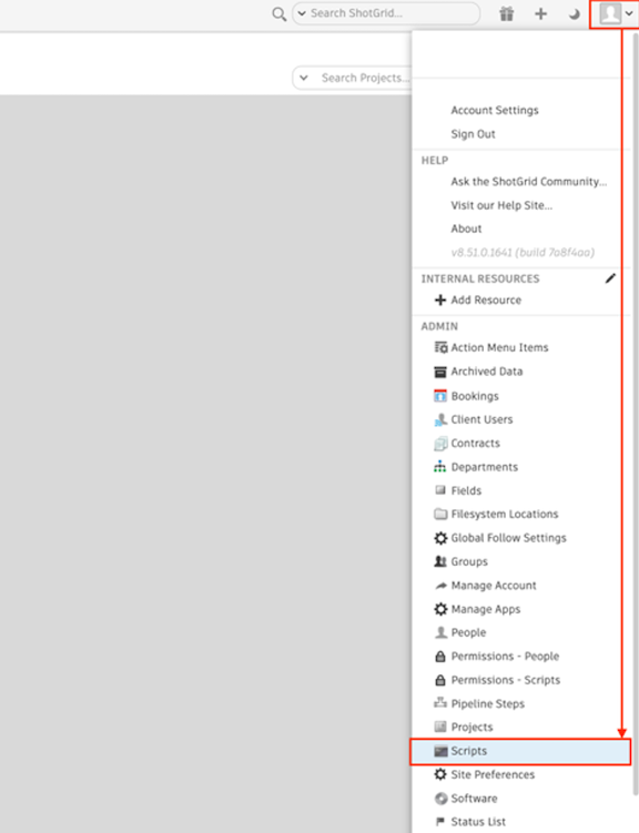 Find Scripts from the Admin menu