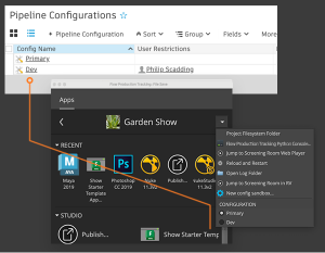 Dev configuration selectable in Flow Production Tracking Desktop