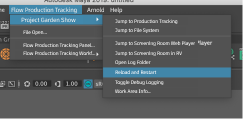 Flow Production Tracking menu Reload and Restart option