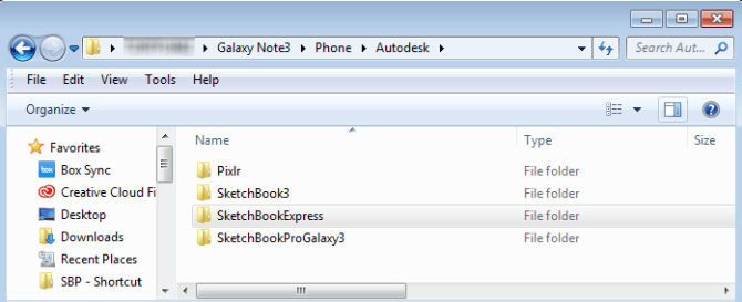 Go to the Autodesk folder, create a folder, and name it SketchBookExpress. 