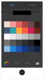 The Color Swatch panel in the mobile version of Autodesk SketchBook