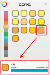 Copic Color Library with complementary color in the mobile version of SketchBook