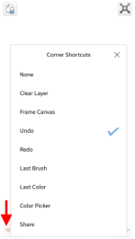 Tap a corner tool to customize and change it in Autodesk SketchBook Pro Mobile