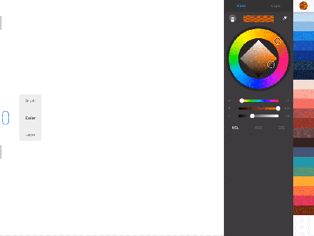 Using the Color Editor and finding Copic Colors in the new Dual Mode in the mobile version of Autodesk SketchBook Pro on the iPad