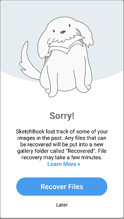 SketchBook Help, Gallery File Recovery