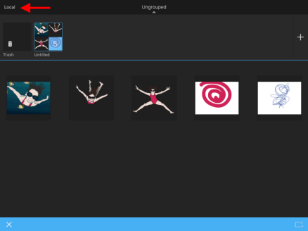 Tap Local to the the moved sketches in a local folder on your mobile device in the mobile version of Autodesk SketchBook