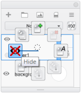 Autodesk SketchBook marking menu containing Hide Layer tool