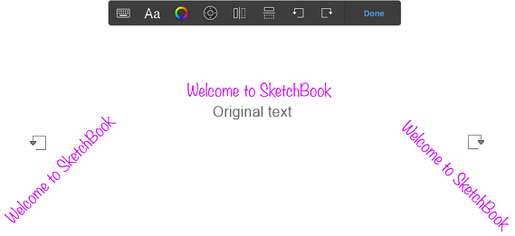 Rotating text clockwise or counter-clockwise in SketchBook Pro Mobile