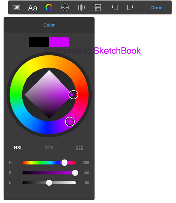 Setting text color in SketchBook Pro Mobile