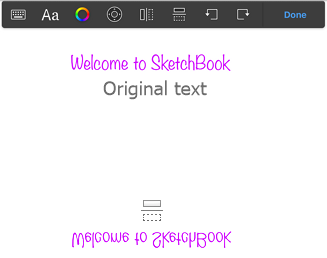 Before and after flipped text in SketchBook Pro Mobile