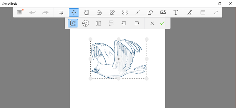 Distort tool with bounding box in SketchBook Pro Windows 10