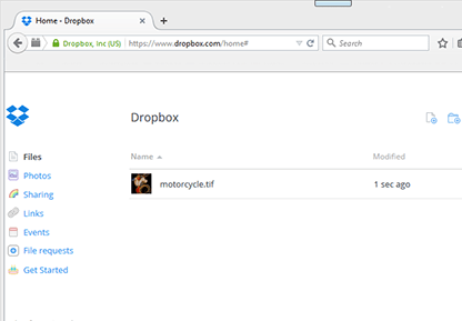 Dropbox account and upload the TIFF