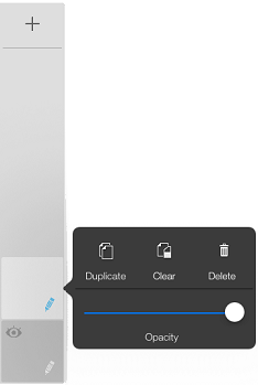 Layer tools showing Duplicate, Clear, and Delete in SketchBook Motion