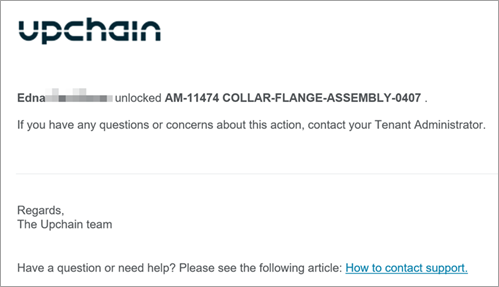 email notification about locks cleared by the Tenant Administrator