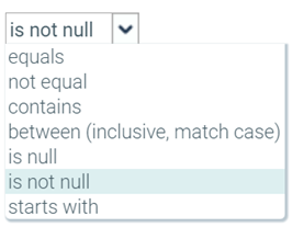 parameters drop-down options