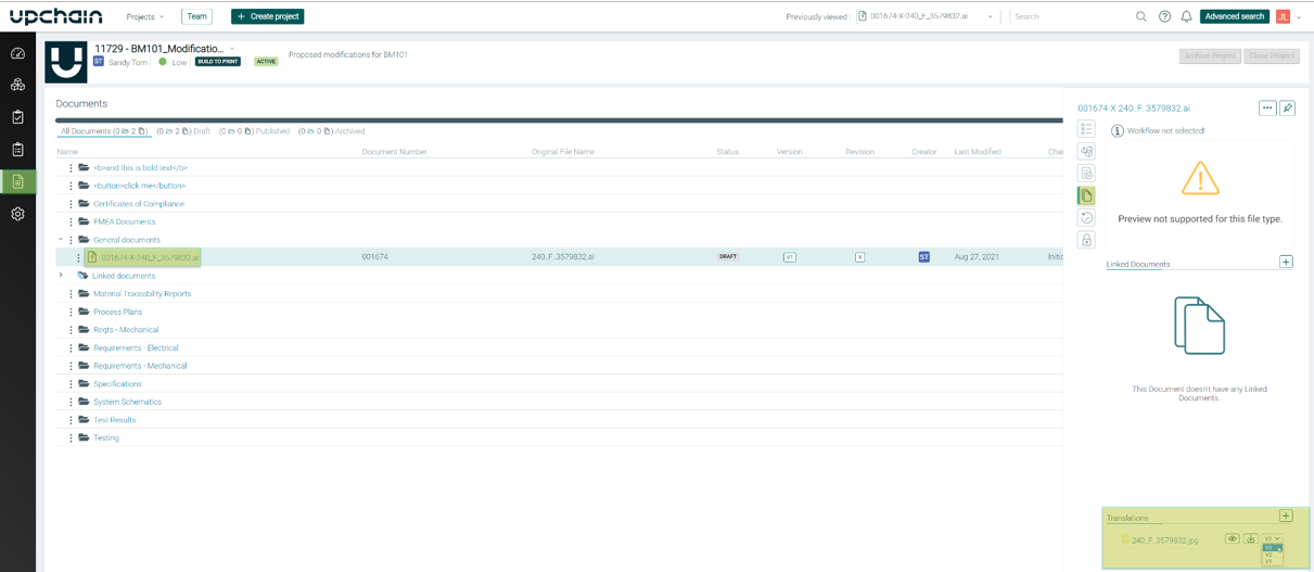 add translations to documents in a CR