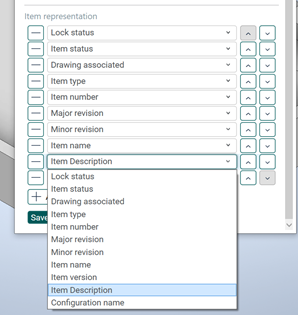 Item Description in CAD Plugin Settings