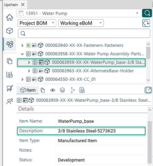 Item description added to item representation