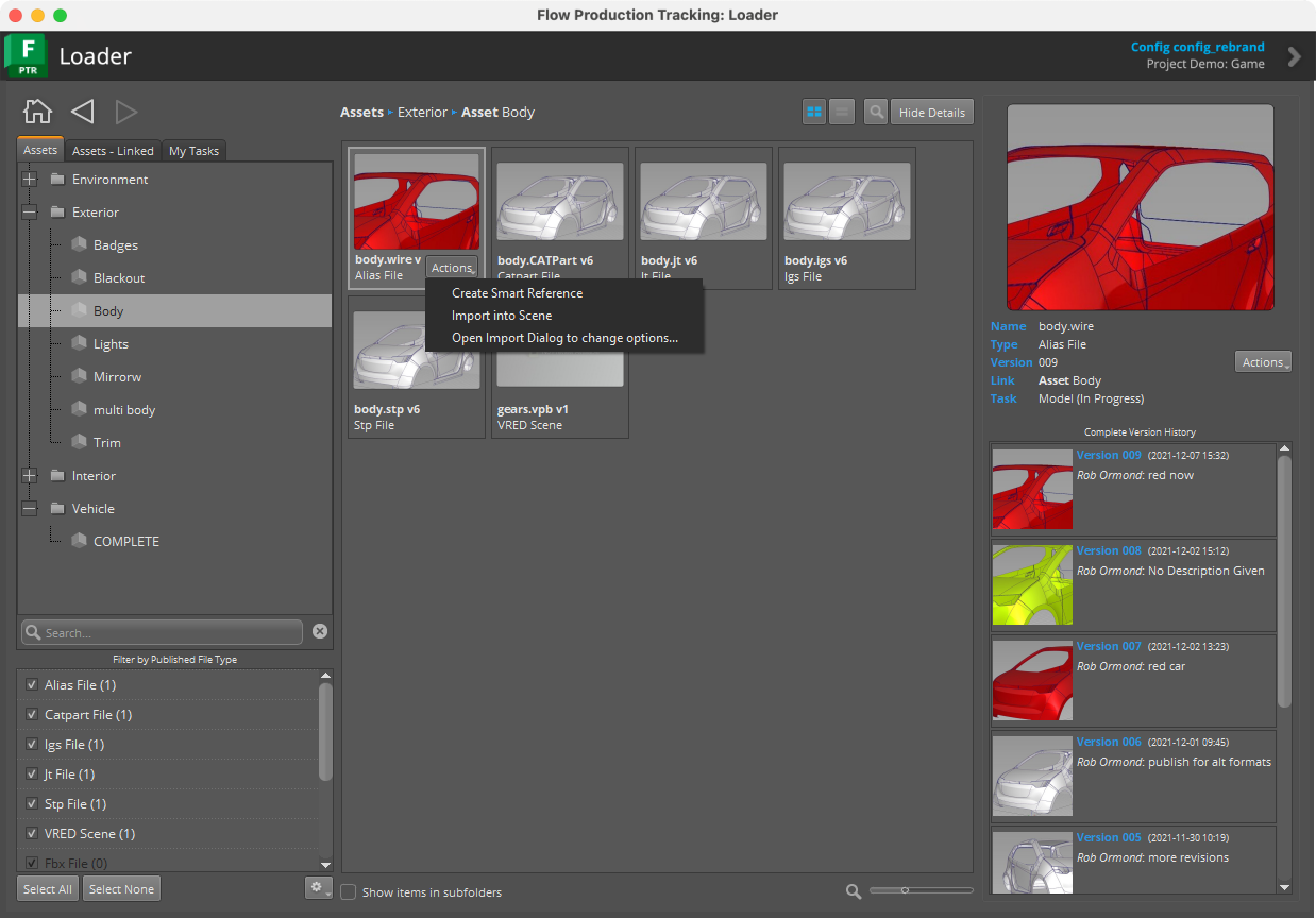 The Loader displaying the Import as Reference option