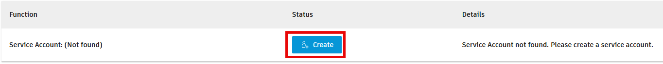 Service account creation in Configure workflow