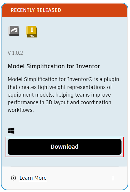 Download button on tool card