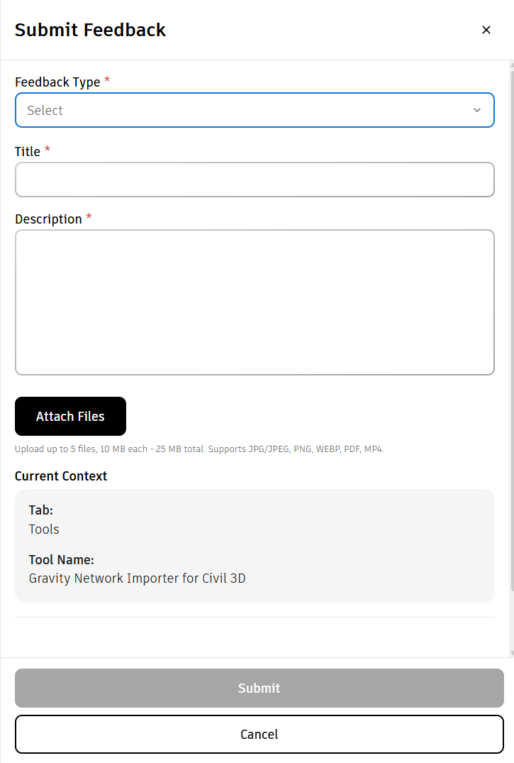 Submit feedback form