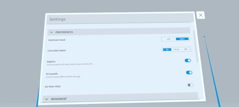 Dominant Hand Settings Settings Dominant Hand