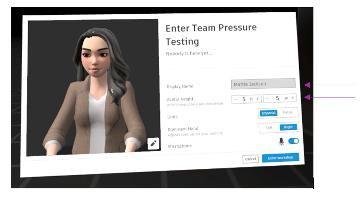 A screenshot showing the Avatar preview and settings pre-Workshop