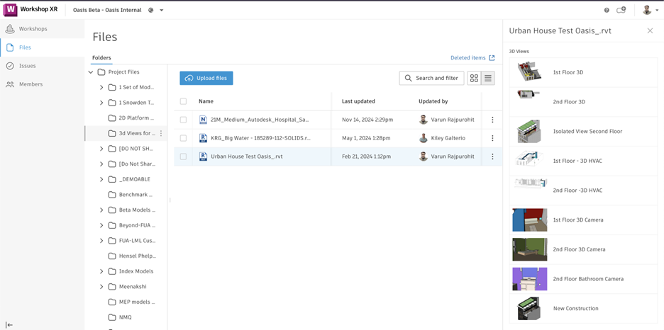 Access in Workshop XR Files Menu