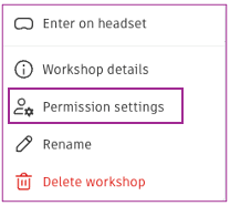 A screenshot showing the Permissions Setting option in the Workshop Menu
