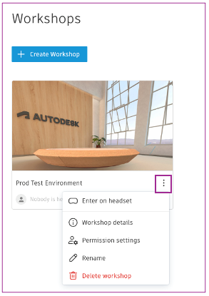 A screenshot showing the Workshop Menu
