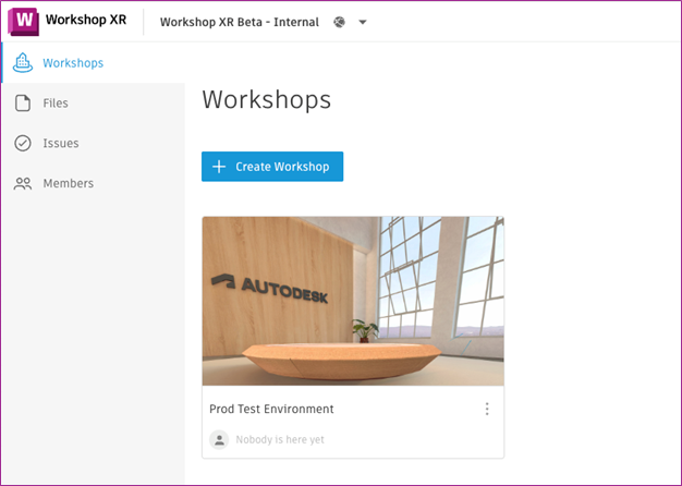 A screenshot showing the Create Workshop button
